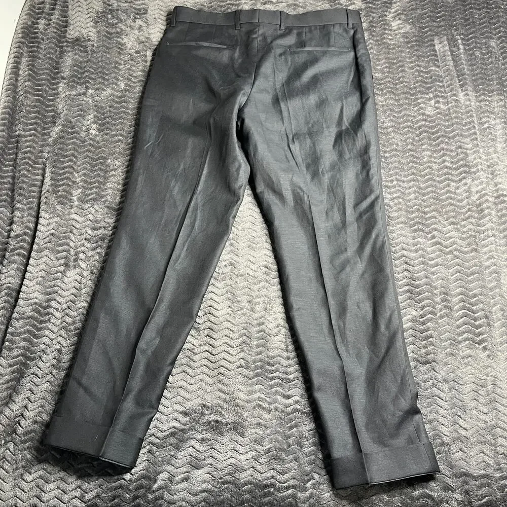 Hugo Boss Suit 42 R Mens Dark Grey Wool Linen Slim fit